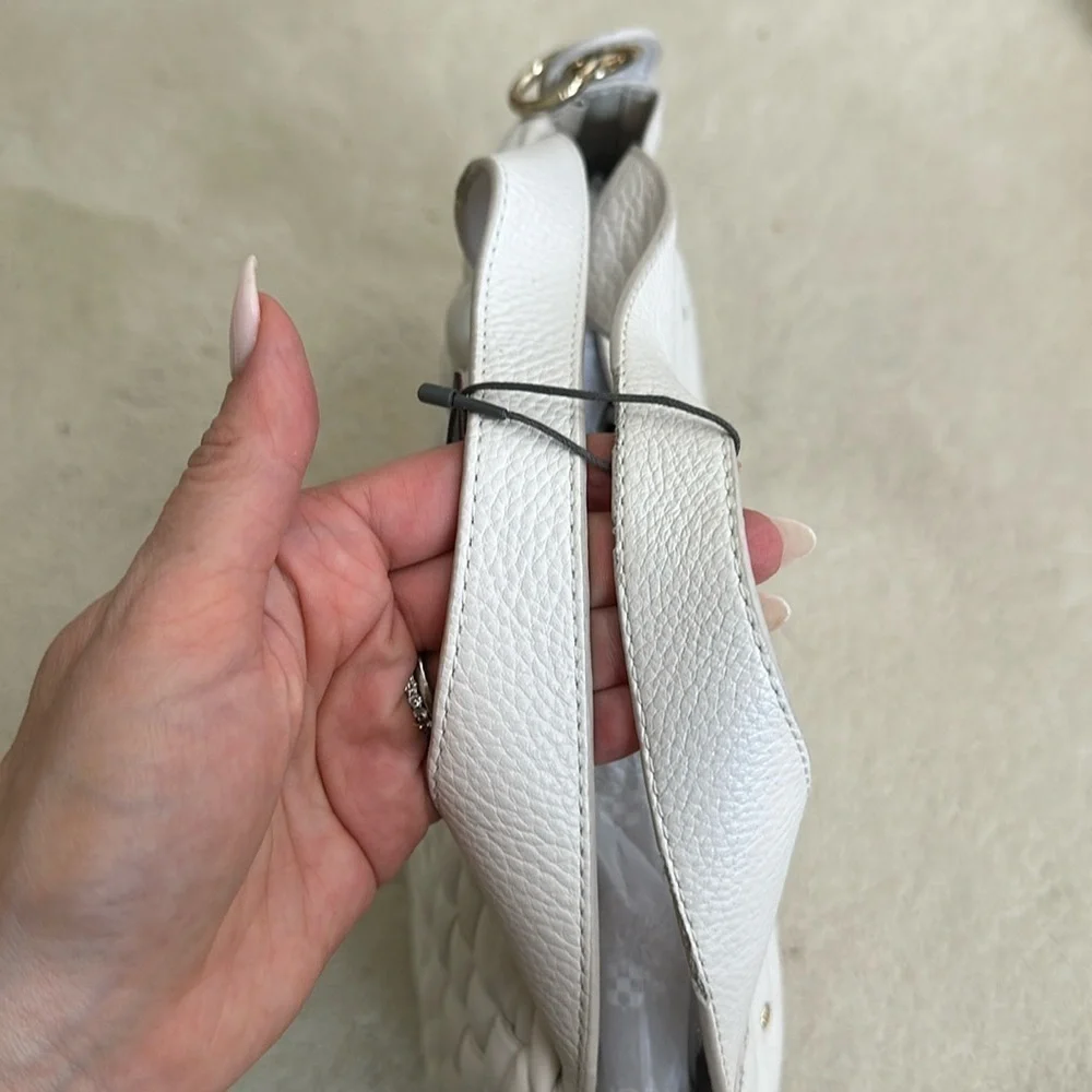 Vince Camuto Miki Puffy Weave Leather Tote Bag in White Swan NWT